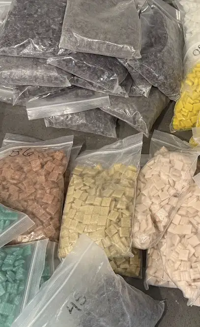 Work-in-progress view of The Empress Mosaic in the gallery studio.